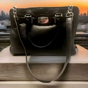 Michael Kors Handbag Large Shoulder Bag Black Leather Purse Crossbody